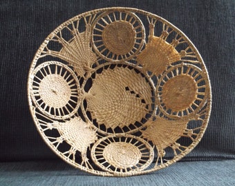 fine woven pine needle basketry bowl