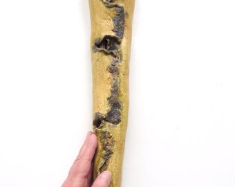 Earthy Long Ceramic Wall Pocket Hand Built Earth Tone Wall Vessel Pottery Wall Art Rustic Organic Home Decor Modern Contemporary Wall Vase