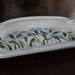 Butter dish Irises on handthrown pottery - signed by artist - green blue white on beige folksy and cute - country kitchen somewhat rustic