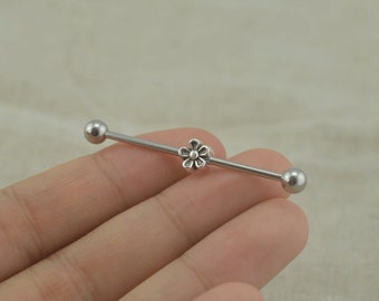 industrial barbell,little flower industrial barbell,14g,friendship earring