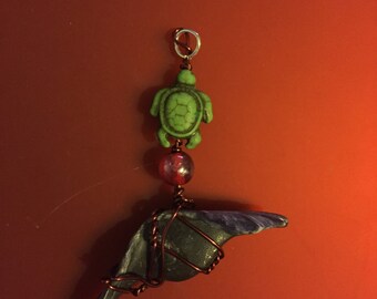 Sea turtle and shell pendant