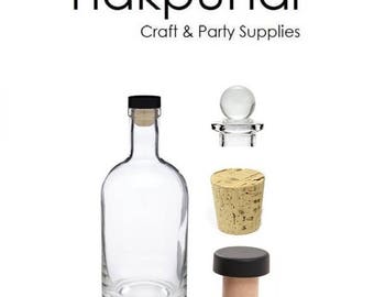 1 pc 12 oz Heavy Bottom Boston Liquor Bottle with Cork, T-bar and Glass Stopper ( Nordic)