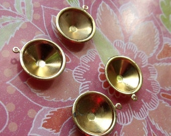 Brass Rivoli Slimline 14mm Settings Single Loop 4 Pcs