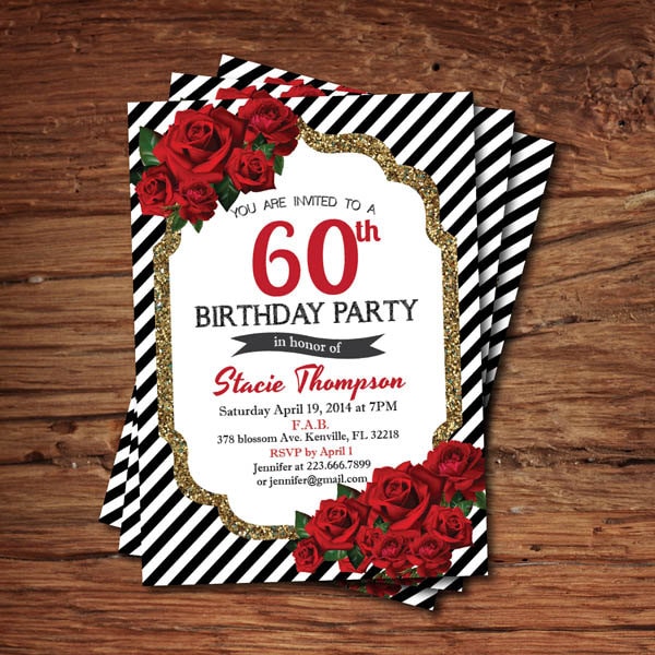 60th Birthday Invitation Adult Woman Birthday Surprise 60th 