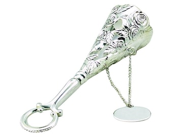 Tussie Mussie, Floral Motif, Engraved, Stand available