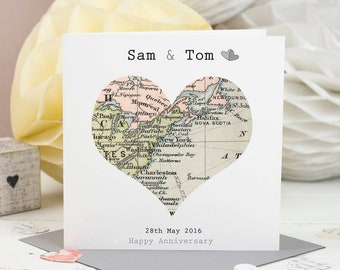 Special Location Map Card - Wedding Card - Personalised Wedding Map Card - Anniversary Card - Valentines Day Card - Engagement Card