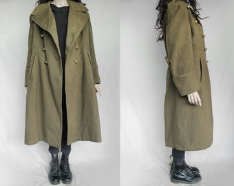 1950s Vintage High Quality Army Military Issued Sturdy Loden Coat for Women or Men