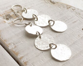 Gold Triple Disc Earrings - Handmade Earrings - Everyday Wear - Available in silver.