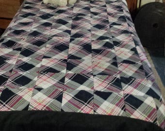 Denim and flannel rag comforter