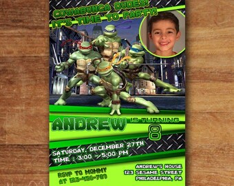 Teenage Mutant Ninja Turtle Invitations , TMNT Invitation, TMNT Birthday Party, Superhero Invitation, Free Thank You Card!!!