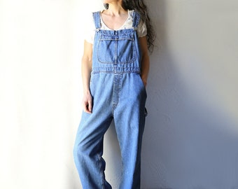 Vintage Cotton Denim Overalls // Medium Wash