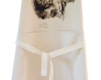 Cocker spaniel pencil Dog Natural Cotton Apron Double Pockets UK Made Baker Cook