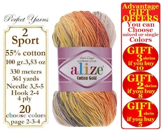 Alize Cotton Gold Batik, Knitting Yarn, Soft Yarn, crochet yarn, baby yarn, multicolor yarn, hypoallergenic yarn, cotton yarn, turkish yarn