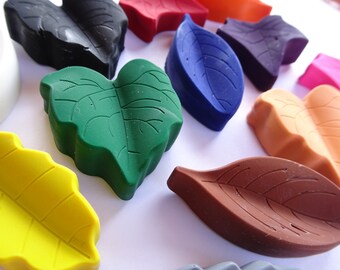 12 Leaf Crayons - Novelty Crayons - Party Favor - Easter Basket - Stocking Stuffer