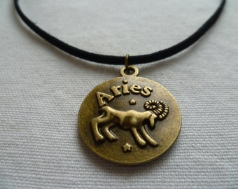 Aries choker,zodiac jewelry,Aries necklace, zodiac necklace,personalised, jewelry,black choker,astrology,star sign,suede choker,goat, ram