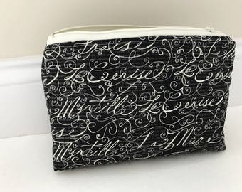 Elegant Black and Cream Zippered Pouch