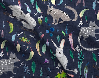 Australia Fabric - Terra Australis Marsupials (Night Sky) Large By Nouveau Bohemian - Australia Cotton Fabric By The Yard With Spoonflower