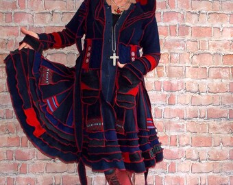 Sweater coat SC#0419, Katwise style, Katwise inspired, Upcycled sweater coat, Elf coat, Fairy coat