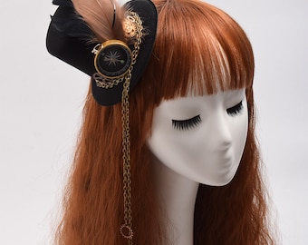 Vintage Victorian Steampunk Hat Feathers Gear Glasses Gothic Hat Cosplay accessories Steampunk accessories