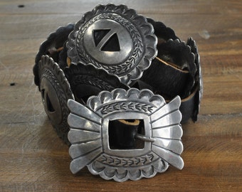Vintage Navajo Sterling Silver Concho Belt