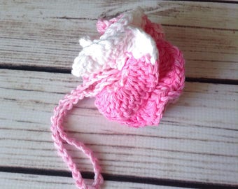 STOCKING STUFFER Pink Shower Pouf, 100% Cotton, Shower Puff, Crochet Loofah, Shower Scrubby, Bath Scrubby, Spa Pouf, Body Pouf