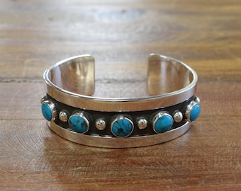 Turquoise Sterling Silver Cuff Bracelet by Jose Campos