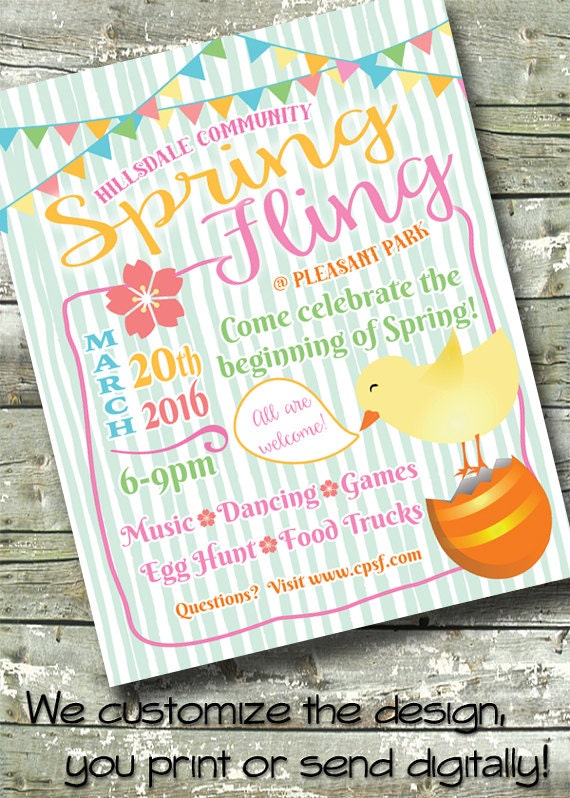 Spring Festival Spring Fling 5x7 Invite 8.5x11 Flyer