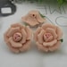 4pcs Big Rose Ceramic 28mm, Pale Pink / Pink Centre(28-7)