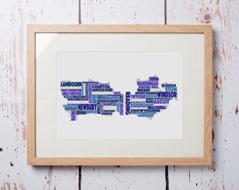 Berkshire Word Map - Print only (12 x 8)