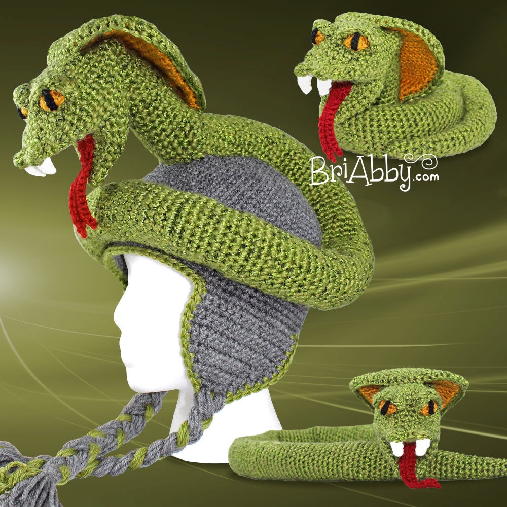 Crochet Cobra Snake Hat & Toy Pattern PDF FILE