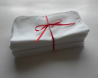 SALE Cloth Wipes 20 Flannel 8"x8" Reusable Baby Girl Boy Neutral Family Cloth Personal Napkins Tissues TP White Washcloth 1 or 2 Ply