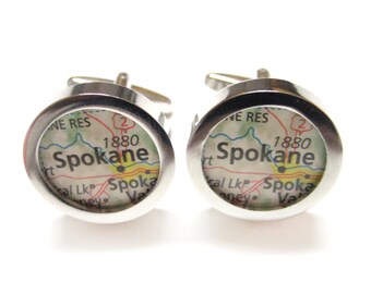 Spokane Washington Map Cufflinks