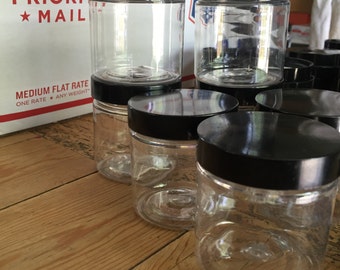 Bargain 25 cents each!! 120x 4oz Clear PET Jars NO LIDS One Hundred Twenty Pieces