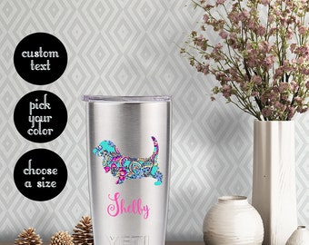 Basset Hound Patterned Decal with Customizeable Text