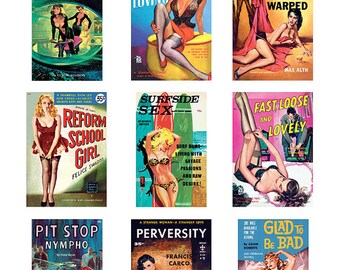 Pulp Art Stickers Theme 'Best of 9' Set - NAUGHTY