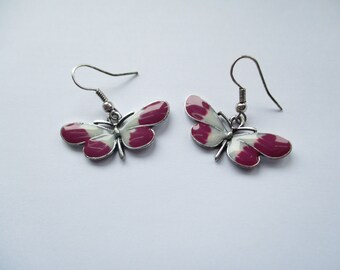 Vintage Enamelled Butterfly Drop Earrings, Butterfly, Butterfly Earrings, Drop Earrings, Enamelled Earrings