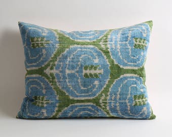 blue velvet pillow, green velvet pillow, blue green pillow, home decor, blue green, green, blue, green pillow, housewares, throw pillows