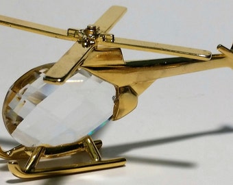 Crystal Helicopter Figurine Handcrafted By Bjcrystalgifts Using Swarovski Crystal