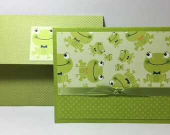 Childs Birthay Card, Frog Birthday Card, Youth Birthday Card, Handmade Card