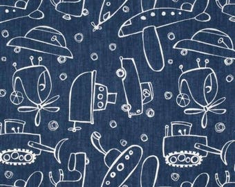 Indigo Automobiles - Jeans n Things Collection by David Walker - Quilt fabric by the Half-Yard or Full Yard - Free Spirit Fabrics