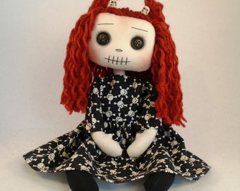 Handmade, Art doll, Gothic doll, Collectable doll, Gothic Gifts, Cloth Doll, OOAK, gothic decor, gift for sister, quirky gift, textile art.