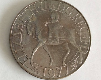 1977 Silver Jubilee Crown Coin - Queen Elizabeth II - British Coins - Commemorative Coin - Collectable Coins - Vintage Coins - Royal Mint