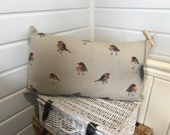 Stunning robin cushion lovely gift robin on both side in cotton