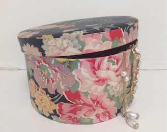 Vintage French Fabric Covered Box