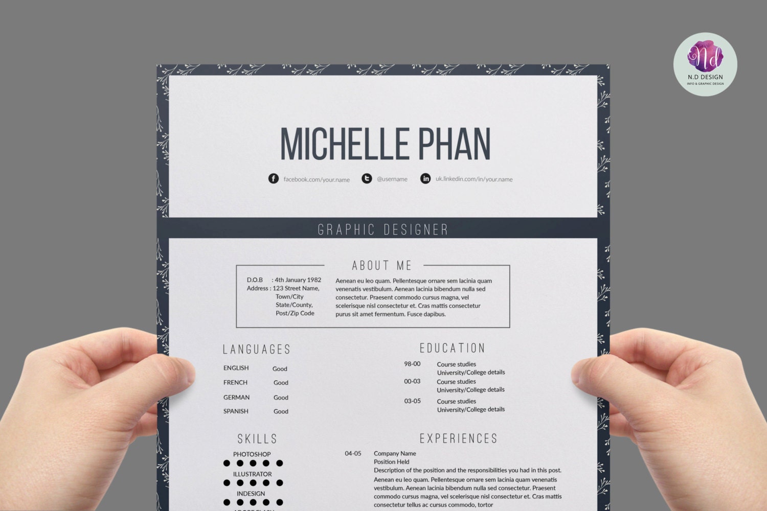 resume Vintage Resume Template elegant cv template cover letter reference letter