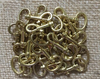 20 Swivel Snap Hooks Gold Tone Metal 1 3/4" - 20 pc Lot