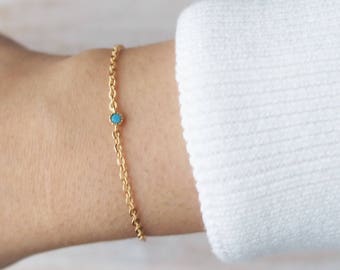 December Birthstone bracelet, Turquoise jewelry, thin bracelet, christmas gift, december birthstone, dainty bracelet, gifts for her