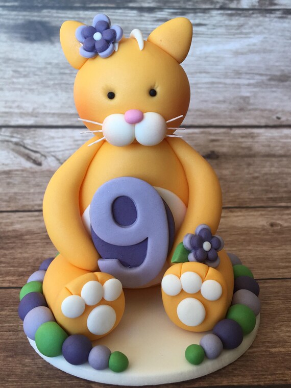 Edible fondant 3d cat cake topper BIRTHDAY CAKE TOPPER.