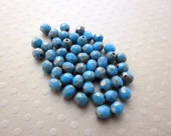 Set of 50 4 mm Sky Blue Picasso - F4-1266