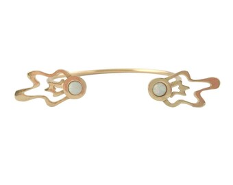 Splatter Open Cuff Bracelet with Opal